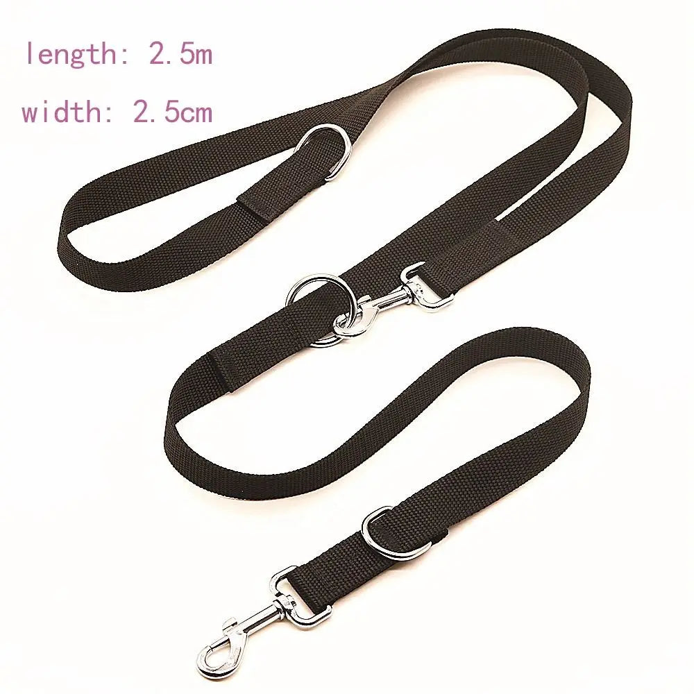 Adjustable Dog Walking Training Lead with Dual Snap Hooks and D-Rings