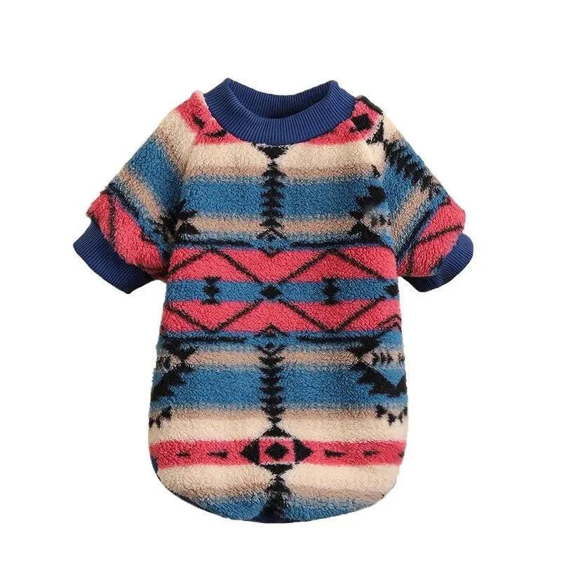 Striped Ethnic Pet Sweatshirt | Cozy Wear for Dogs/Cats for Autumn/Spring