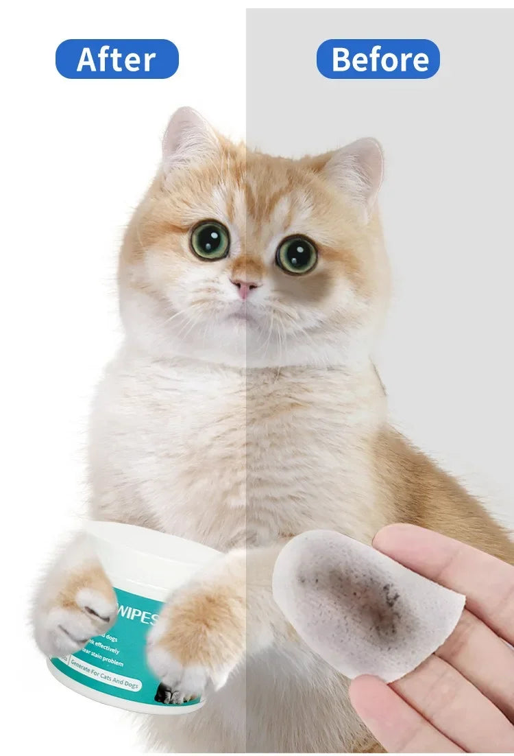 100pcs Pet Tear Stain Remover Wipes – Gentle Eye Area Cleaning Pads for Dogs & Cats