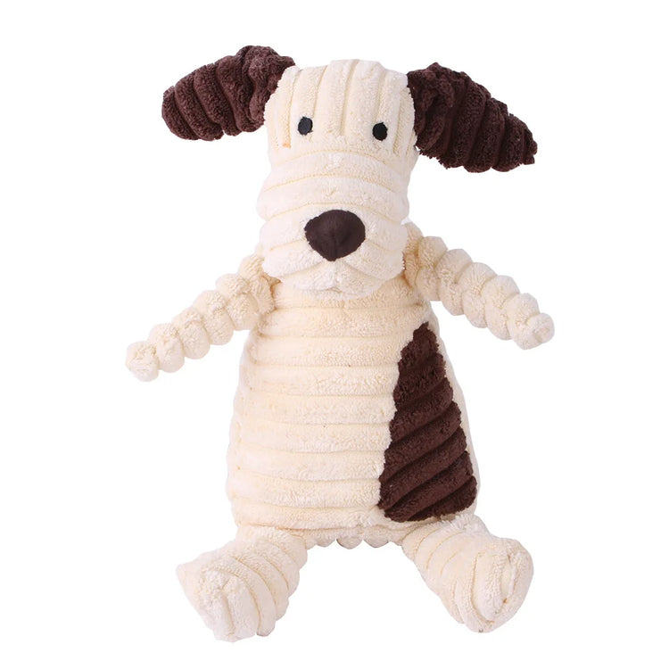 Corduroy Dog Toys – Animal Plush Squeaky Chew Toys for Small and Large Dogs