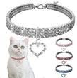 New Cat Dog Collar | Three Row Elastic Rhinestone Pet Collars | Love Decoration Necklace | Puppy Kitten Ornament | Pets Supplies