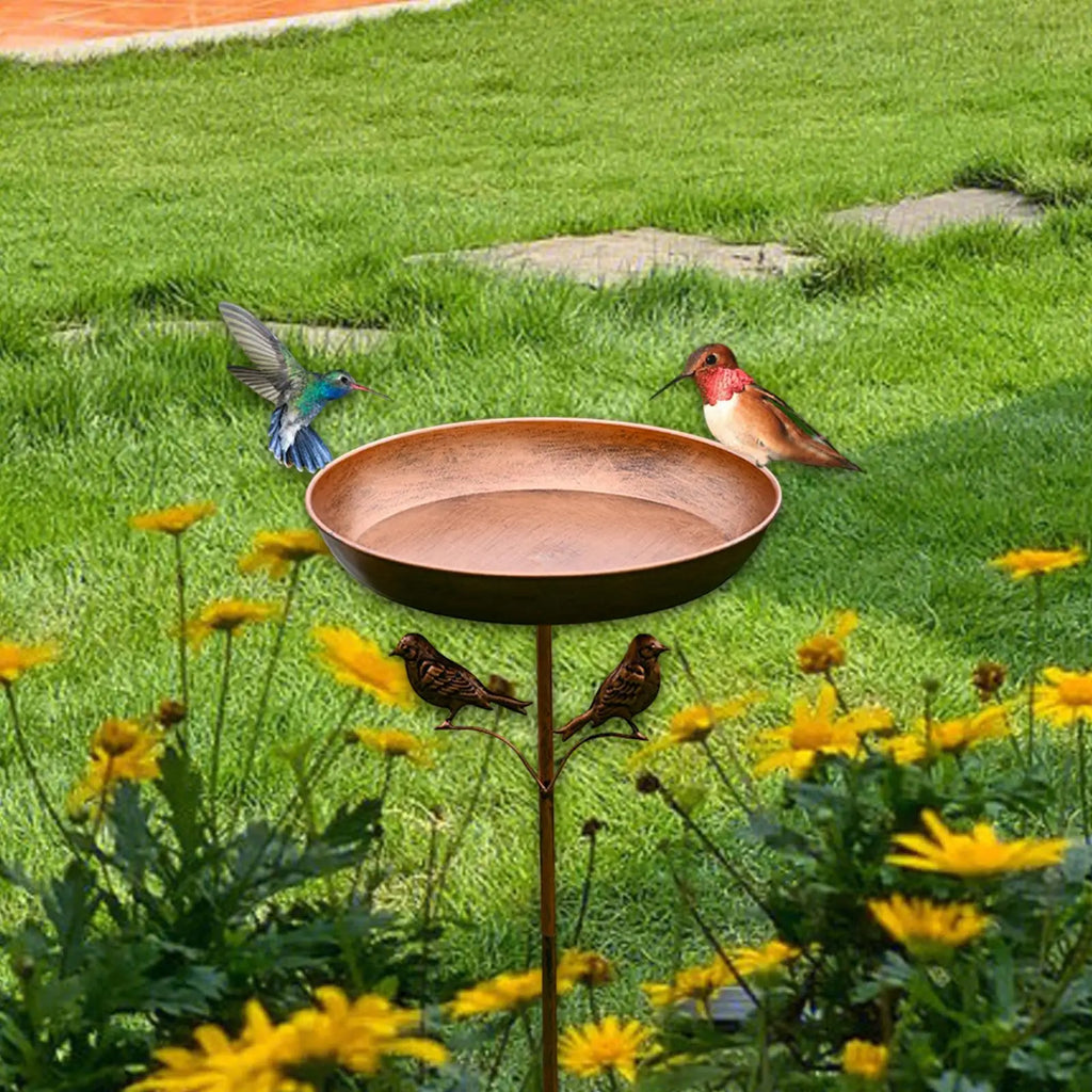 Freestanding Bird Bath with Metal Stand – 5-Prong Base Outdoor Bird Feeder Bowl for Patio, Garden & Lawn Decor