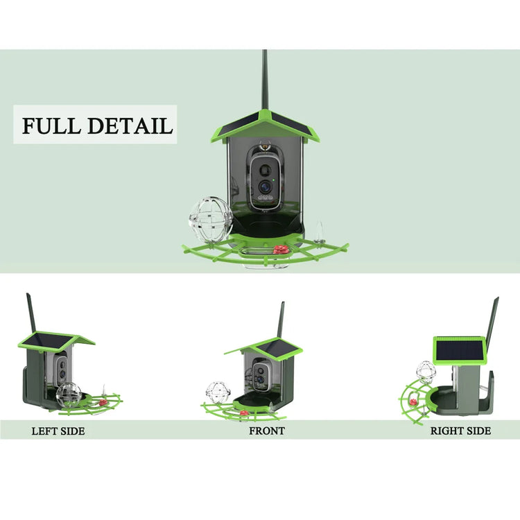 Bird Feeder Camera | 4MP 2K HD Bird Video Capture | Solar Powered WiFi Camera Feeder | Smart Birdwatching Device with Alerts | Outdoor Bird Observation Tool