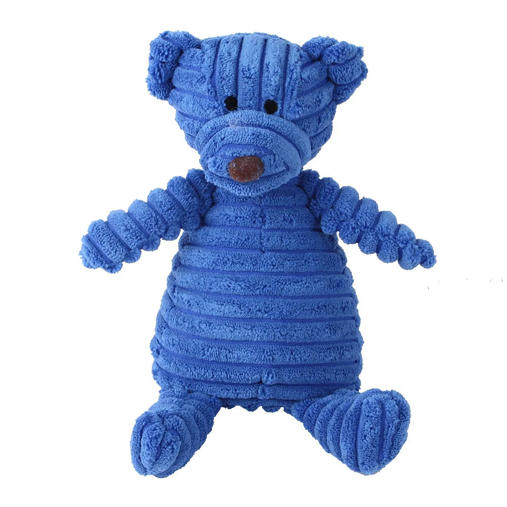 Corduroy Dog Toys – Animal Plush Squeaky Chew Toys for Small and Large Dogs