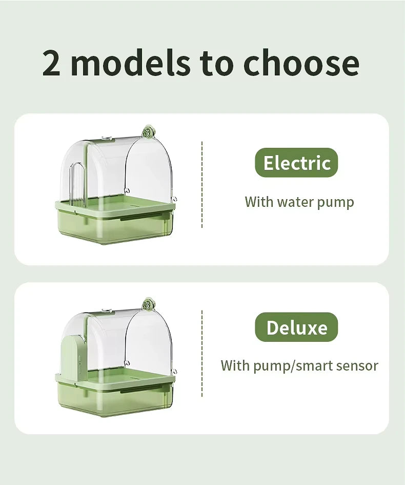 Smart Sensor Bird Bathtub – Automatic Electric Hanging Shower Box | Clear Parrot Bath with Hooks