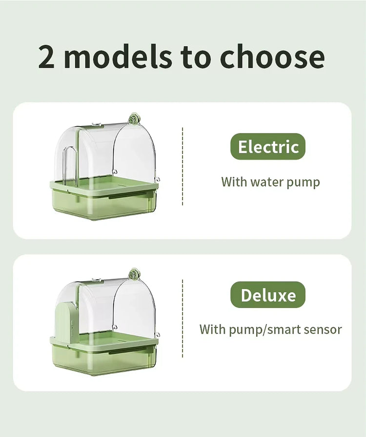 Smart Sensor Bird Bathtub – Automatic Electric Hanging Shower Box | Clear Parrot Bath with Hooks