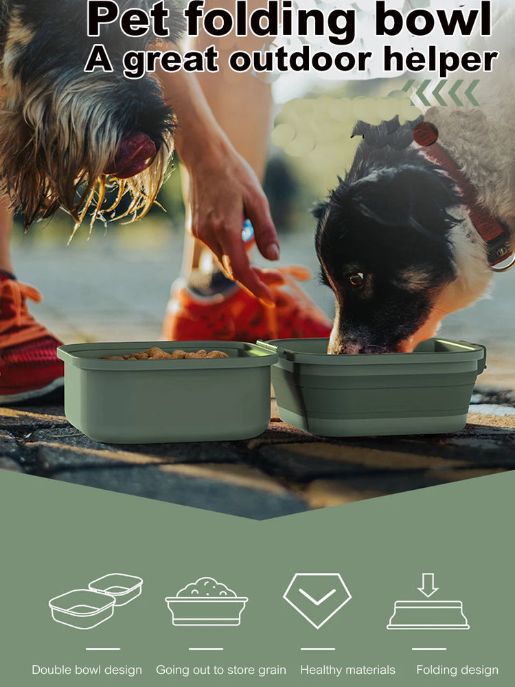 Collapsible Dog Water Bowl with Leak-Proof Lid – Portable 2-in-1 Food & Water Feeder for Small Dogs, Travel & Outdoor Use