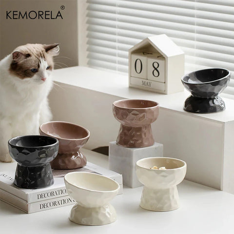 Cat Ceramic Bowl | Gradient Pet Food & Water Feeders | Small Dogs Drinking & Eating Supplies | Raised Tilted Cats & Puppy Feeding Supplies