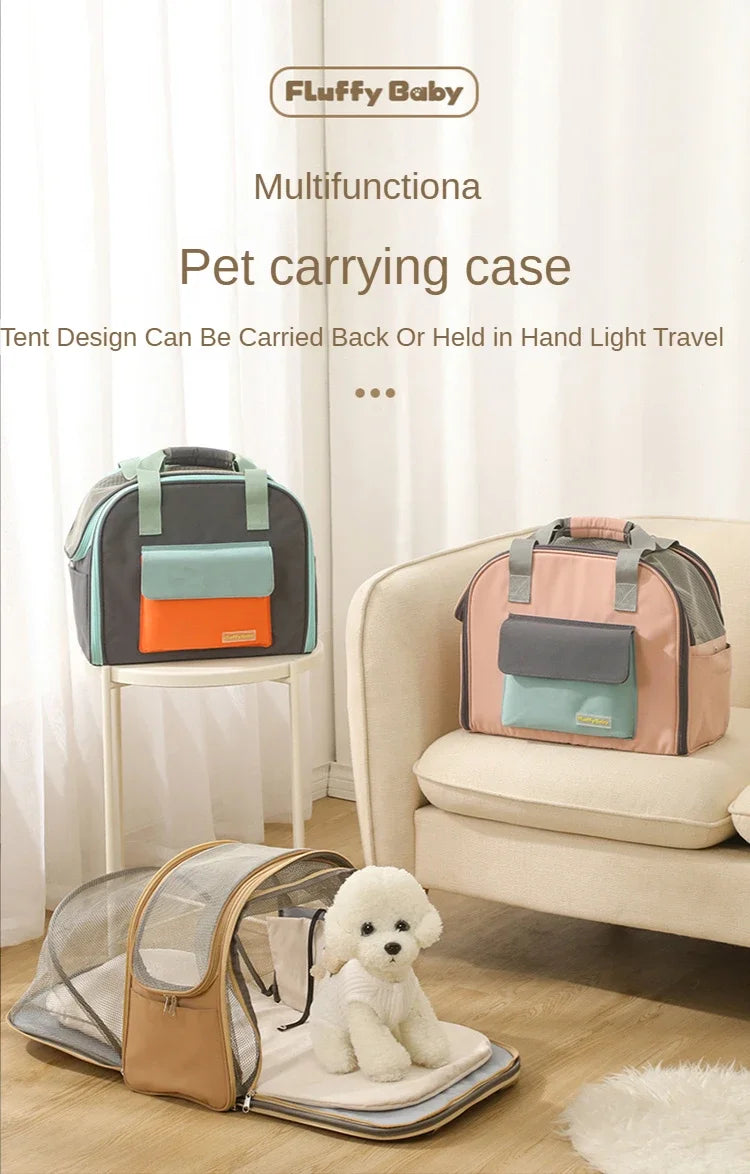 Pet Carrier Bag for Cats Travel Backpack/Transport for Dogs | Expandable Tunnel & Shoulder Strap Options
