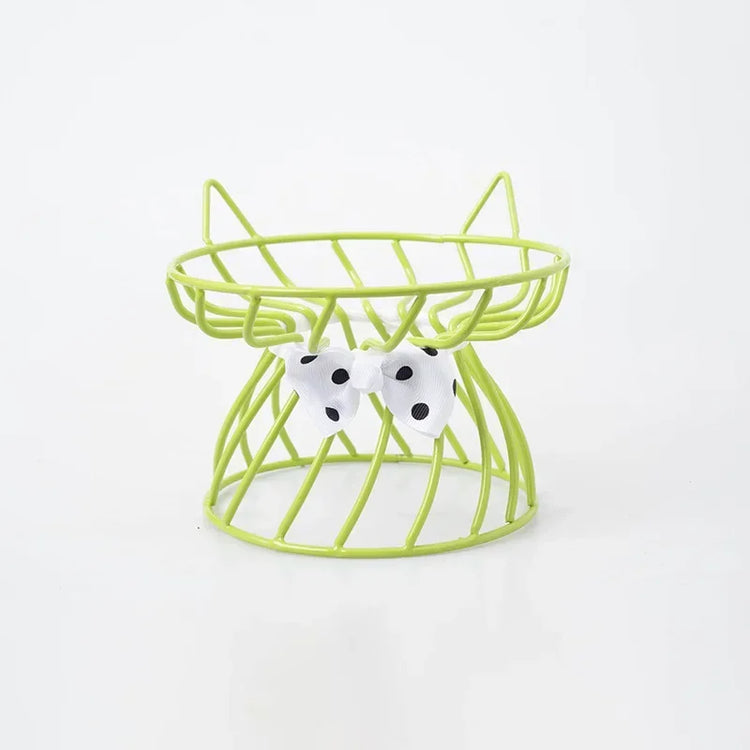 Ceramic Cat Food Bowl | High Foot Raised Pet Bowl | Cat Dog Feeding Dish | Cervical Spine Care | Outdoor Ceramic Bowl with Iron Stand | Anti-Tip Pet Feeder