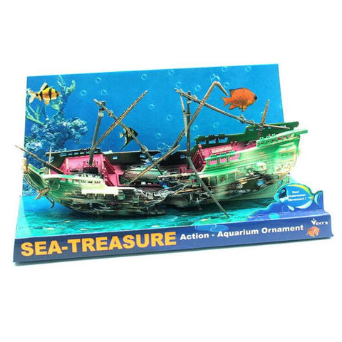Large Aquarium Decoration Boat Aquarium Ship Air Split Shipwreck Fish Tank Decor