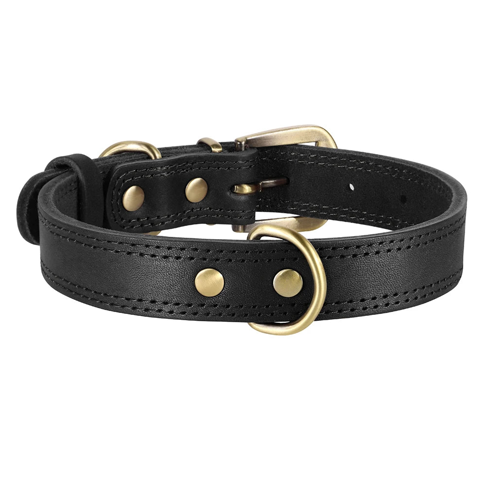 Durable Real Leather Dog Collar – Adjustable & Heavy-Duty for Medium to Large Dogs