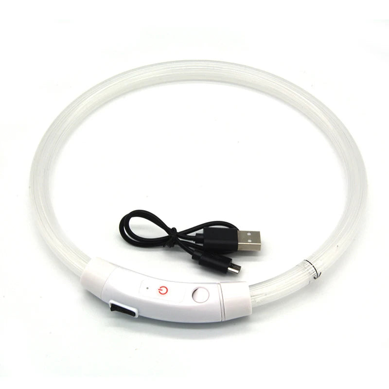 USB Rechargeable LED Dog Collar – Adjustable Luminous Safety Light Collar for Night Visibility