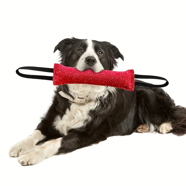 Dog Training Bite Stick – Double Handle Jute Tug Toy for Interactive Play & Training