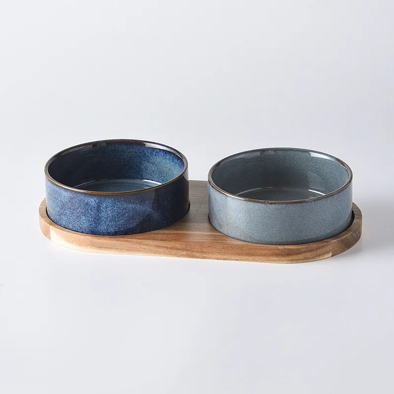 Cat Bowl | Cat Food Bowl | Ceramic Pet Food & Water Feeder | For Small & Medium-Sized Dogs | Spine Protection | Rollover Prevention