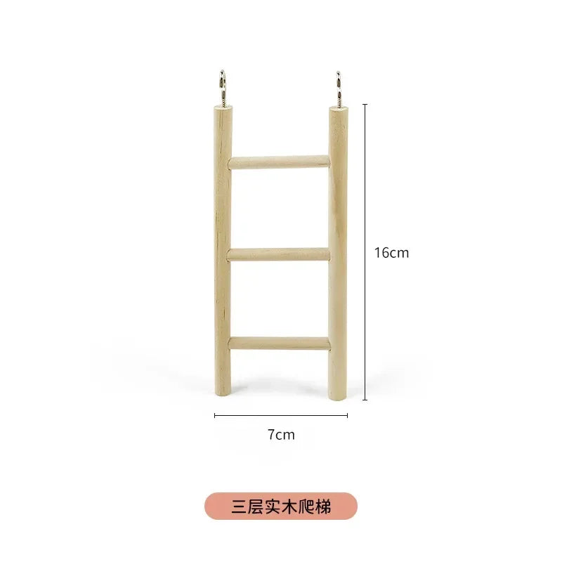 1PC Birds Toy | Wooden Ladders Swing Scratcher Perch Climbing | 3/4/5/6 Step Ladder for Bird Cage Parrots Hamsters Hanging Pet Supplies