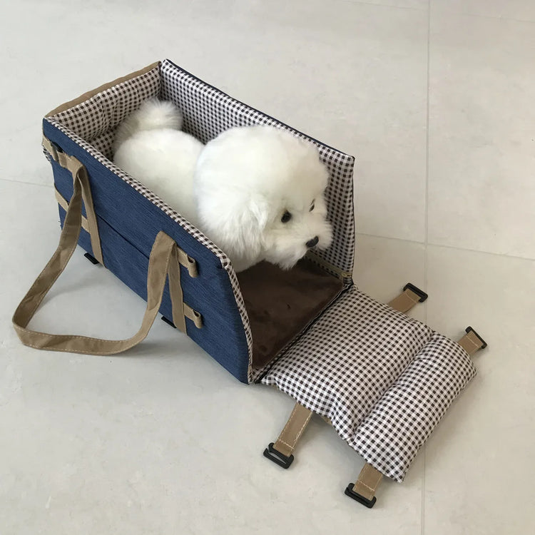 Portable Dog Car Seat Booster for Small Dogs and Cats – Soft, Comfortable Travel Carrier with Safety Straps
