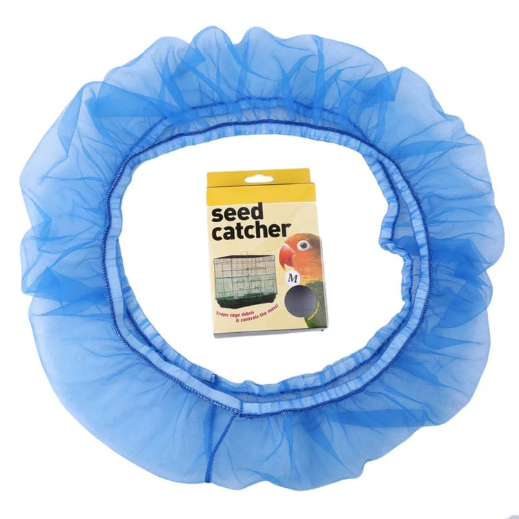 Bird Cage Seed Catcher Cover | 2025 M/L Mesh Skirt | Nylon Airy Cage Wrap for Clean Floors | Stretch Fit Bird Cage Accessory