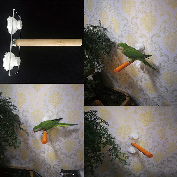 Parrot Perch Stand | Wood Hanging Rack Toy for Bird Cage