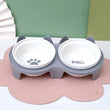 Ceramic Double Cat Bowl | Food & Water Bowl Set | Elevated Pet Bowl for Cervical Spine Protection | Cat Supplies