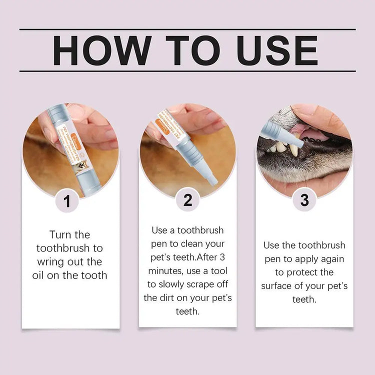 Pet Teeth Cleaning Gel Pen for Dogs and Cats – Oral Care, Breath Freshener, Tartar & Stain Remover