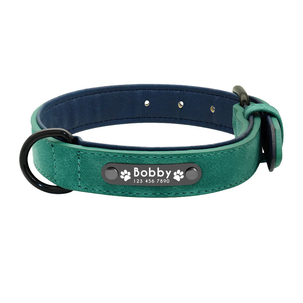 Custom Leather Dog Collar and Leash Set – Personalized, Durable, and Padded for Small to Large Dogs