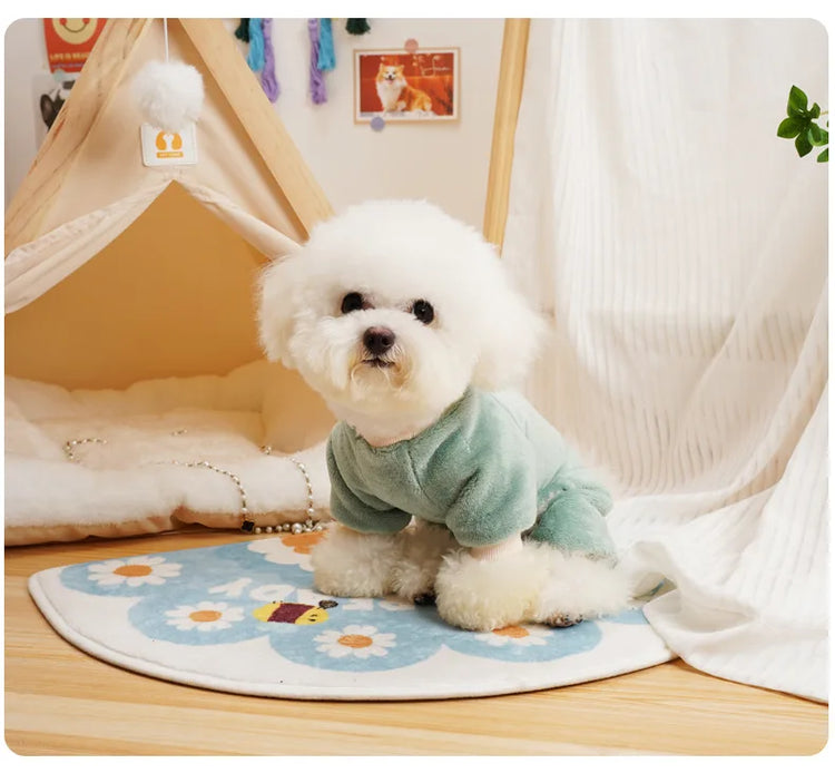 Fleece Warm Winter Dog Jumpsuit Pajamas for Small Dogs | Pomeranian Puppy Nightshirt & Cat Overalls