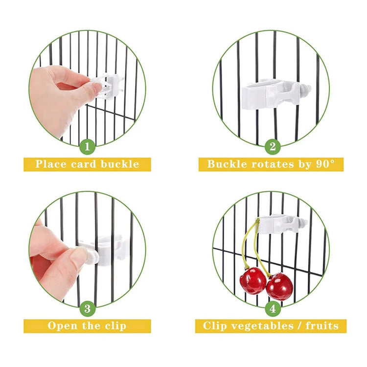 1/6/12pcs Bird Food Holder | Parrot Feeding Clip | Fruit Vegetable Clamp | Cuttlefish Bone Feeder | Cage Mount Tool for Pet Birds