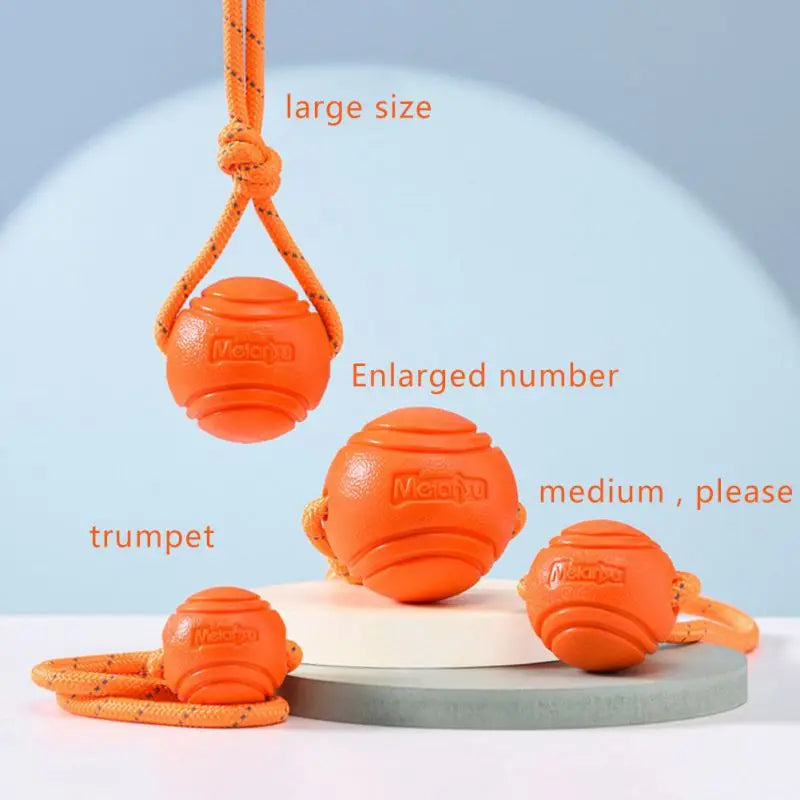 Dog Ball Toys – Bouncy Rubber Ball with Rope for Interactive Play