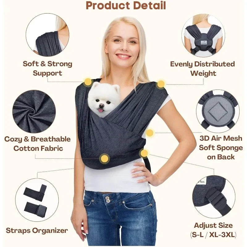 Dog Carrier for Small Dogs Front Facing Dog Carrier Sling Hands Free Cat Sling Size Adjustable Soft Cotton