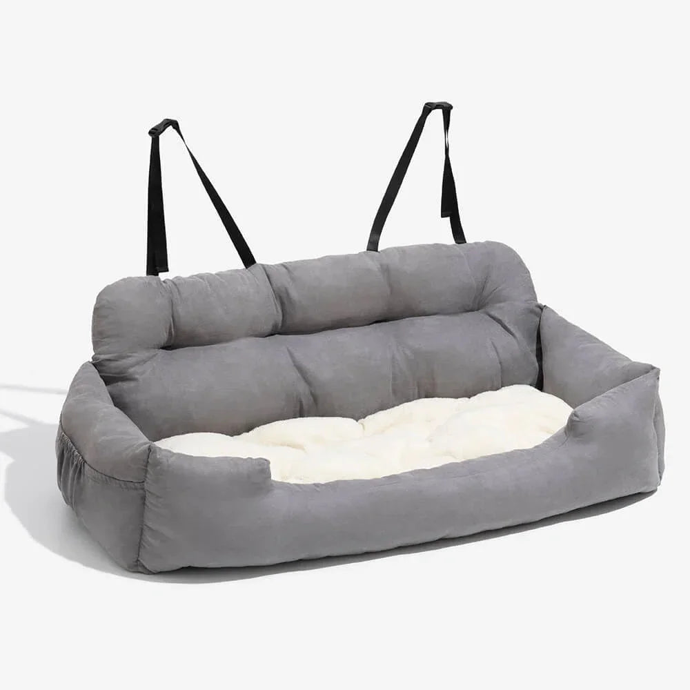 Large Dog Car Seat Carrier – Foldable Pet Travel Bed with Safety Straps & Washable Cover