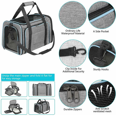Soft-Sided Dog and Cat Carrier for Kittens – Lightweight & Portable Travel Bag