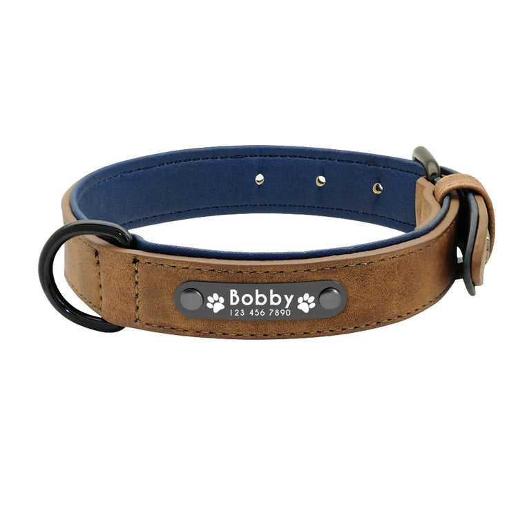 Custom Leather Dog Collar and Leash Set – Personalized, Durable, and Padded for Small to Large Dogs