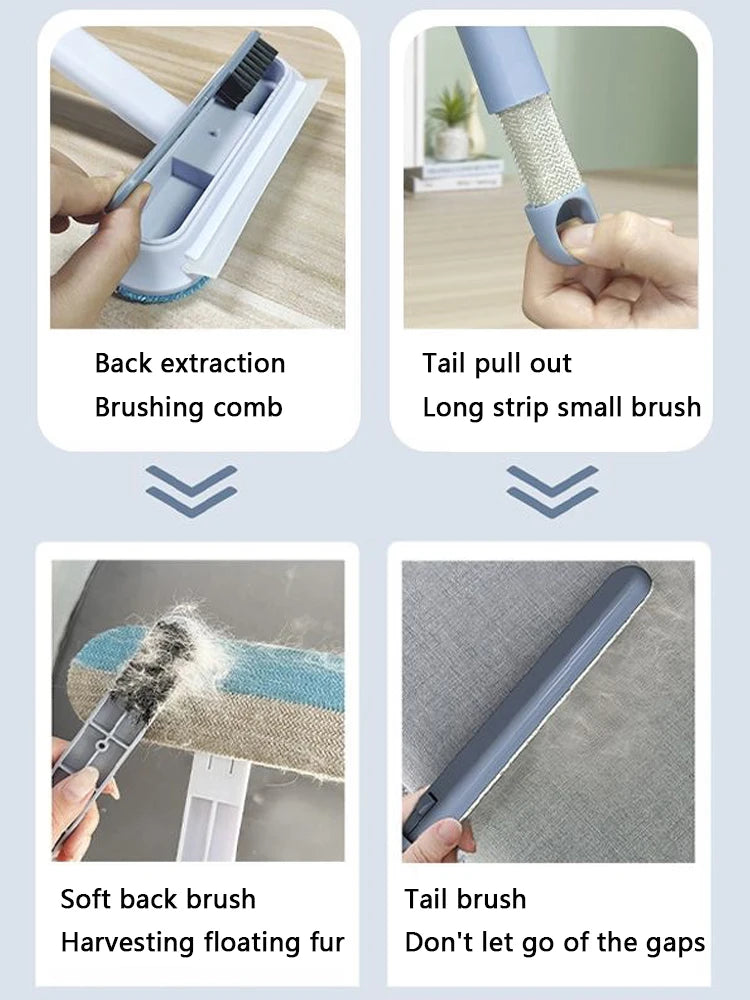 Multifunctional Pet Hair Remover Brush | Long Handle Fur Cleaner for Carpet, Sofa & Clothes | Manual Cat/Dog Hair Cleaning Tool