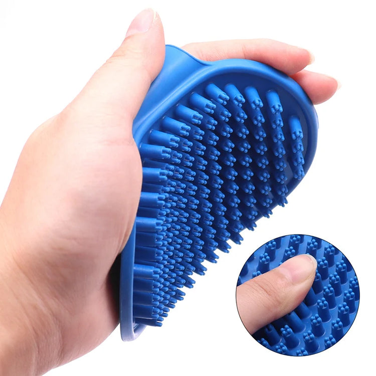 Cat Grooming Comb | Dog Bath Brush - Pet Grooming Shedding Soothing Massage | Rubber Bristles Comb with Adjustable Ring Handle