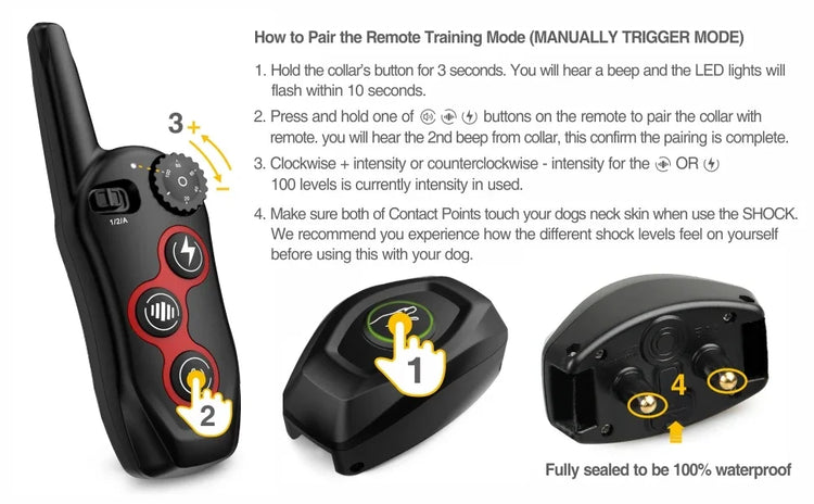 2-in-1 Dog Training & Anti-Bark Collar – Remote Control Shock Collar with Beep, Vibration & Static Modes
