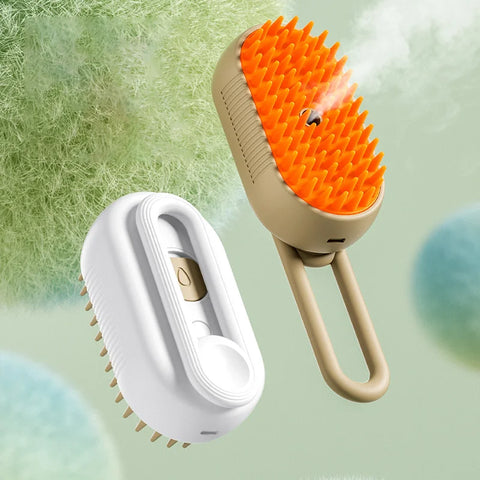 Pet Cat Grooming Comb with Electric Spray | Soft Silicone Steam Brush | Pet Bath & Massage Hair Remover Tool for Cats/Kittens