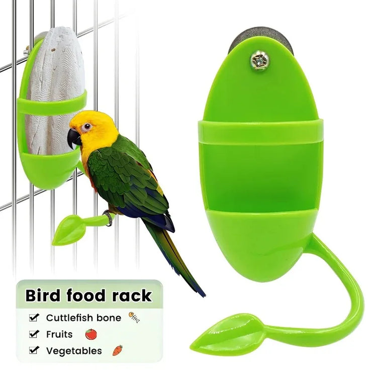 Parrot Food Feeder | Hanging Cage Feeding Toy with Perch | Fun Plastic Bird Feeder Frame | Pet Accessories for Parakeets, Conures, Lovebirds & More