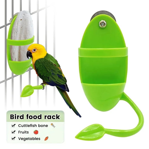 Parrot Food Feeder | Hanging Cage Feeding Toy with Perch | Fun Plastic Bird Feeder Frame | Pet Accessories for Parakeets, Conures, Lovebirds & More