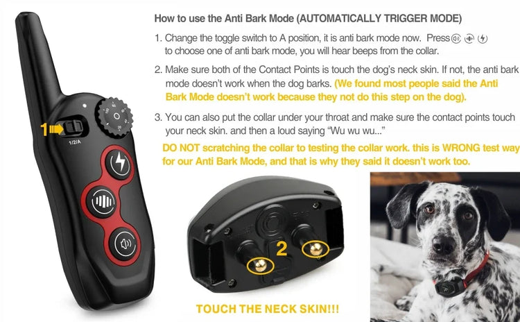 2-in-1 Dog Training & Anti-Bark Collar – Remote Control Shock Collar with Beep, Vibration & Static Modes