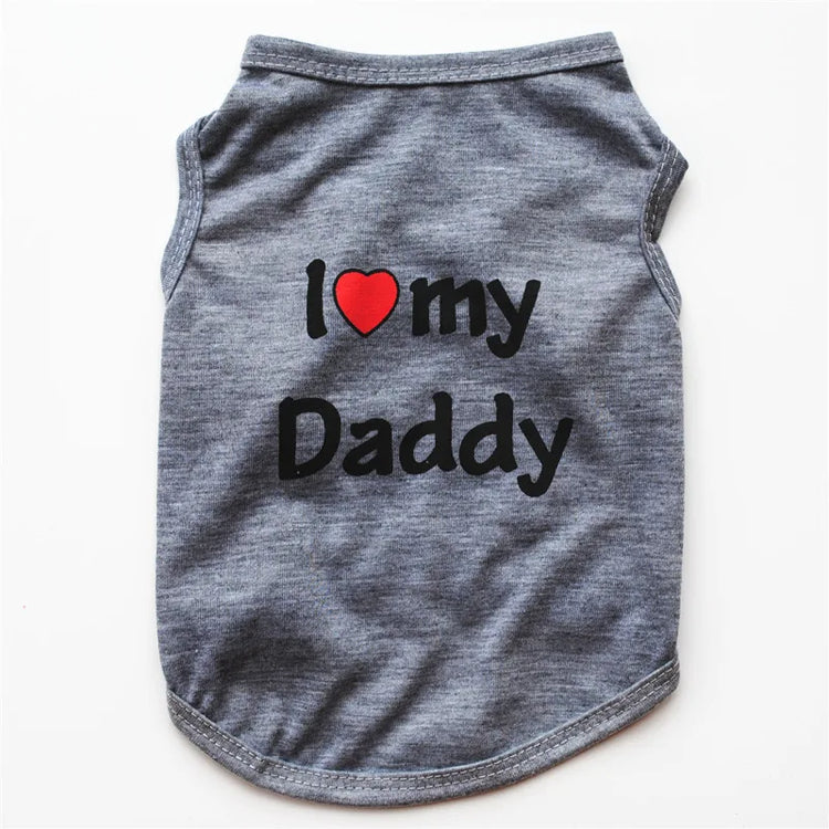 "Love Mommy & Daddy" Cotton Cat Vest | Cute Printed T-Shirt for Cats/ Small Dogs