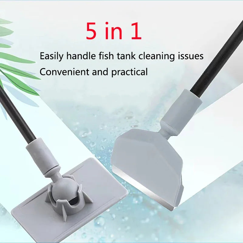 Aquarium Cleaning Tool Kit – 3-in-1 / 5-in-1 Fish Tank Cleaner with Net, Scraper & Sponge