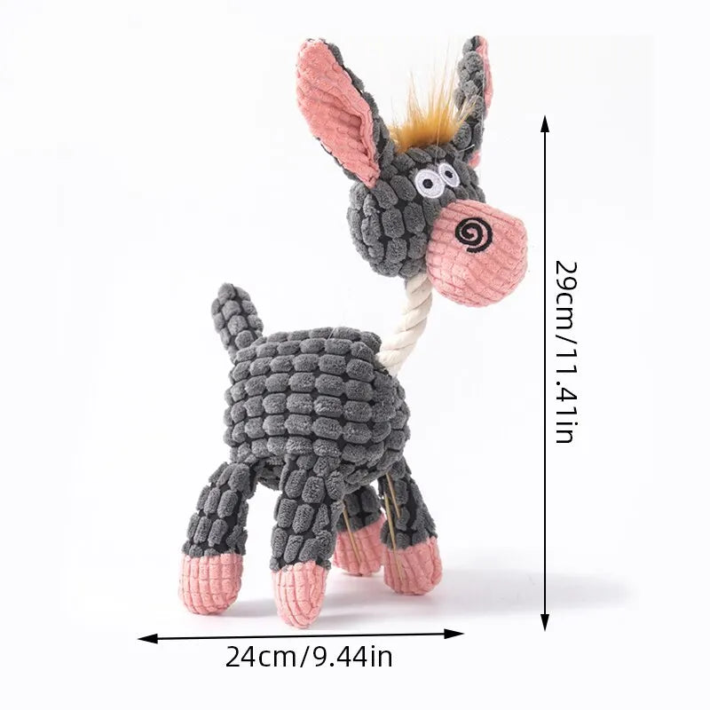 Dog Chew Toy – Donkey Shape Interactive Plush with Squeaker & Molar Training