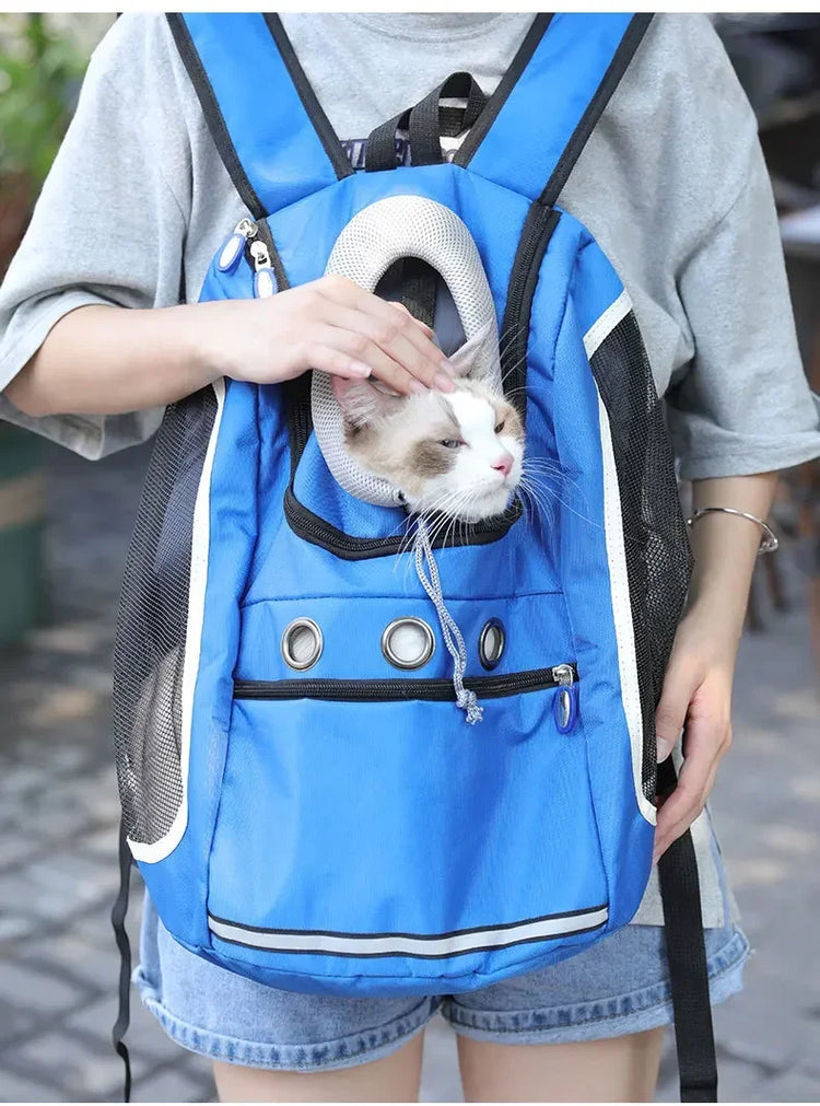 Portable Breathable Dog & Cat Carrier Backpack – Travel Pet Bag with Mesh Window and Adjustable Straps