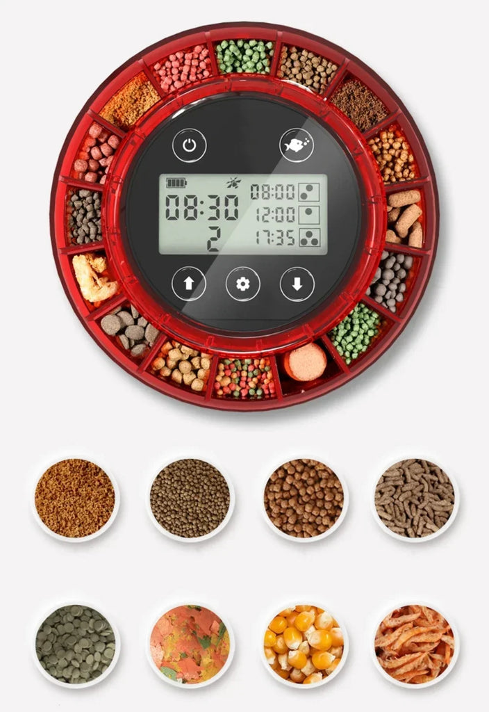 Automatic Fish Feeder for Aquarium with LCD Display and USB Rechargeable Timer – 3-Speed Adjustable Food Dispenser