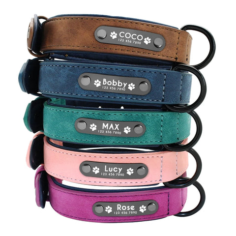 Custom Leather Dog Collar and Leash Set – Personalized, Durable, and Padded for Small to Large Dogs