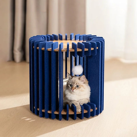 Bird Cage Cat Bed | Luxury Felt Nest for Cats | Breathable & Durable Enclosed Pet Furniture for Comfort & Style