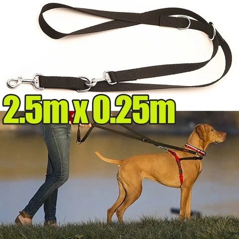 Adjustable 2.5M Double-Ended Dog Leash – Durable Police-Style Training Lead