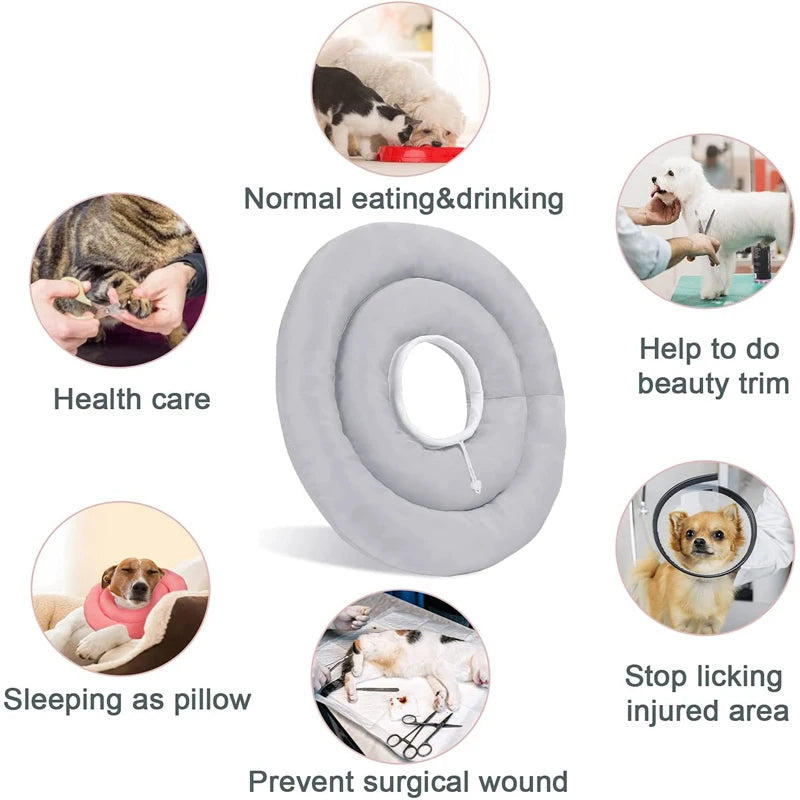 Adjustable Soft Donut Elizabethan Collar – Protective Cone for Dogs