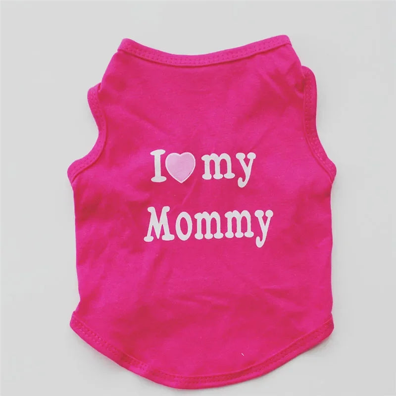 "Love Mommy & Daddy" Cotton Vest | Soft Casual T-Shirt for Cats & Puppies | All-Season Pet Wear